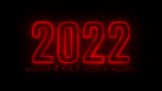 4k红色逼真霓虹灯2022，新年快乐2022霓虹灯横幅