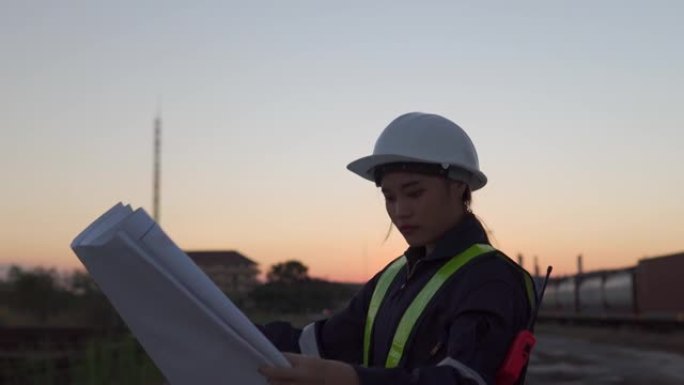 在建筑工地工作的女工程师