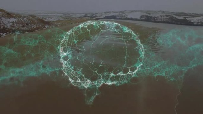 海景上的人脑动画大海的角落人头像网络连接