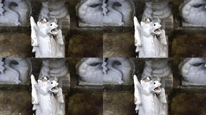 喷泉中嘶鸣的马雕像。意大利莫纳斯特罗别墅