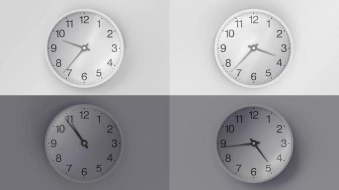 白色的挂钟，在房间内旋转着细针和时针