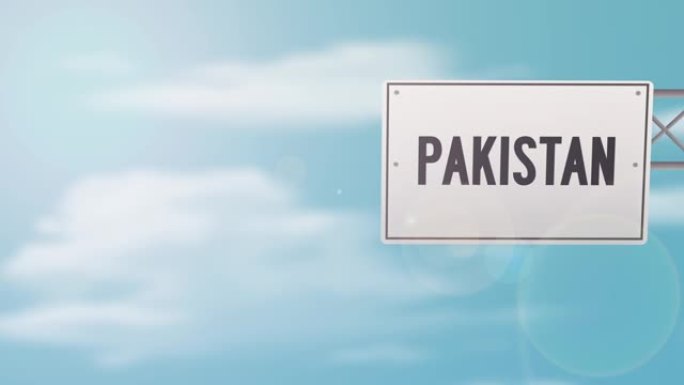 巴基斯坦tittle道路标志在蓝色多云的天空-股票视频