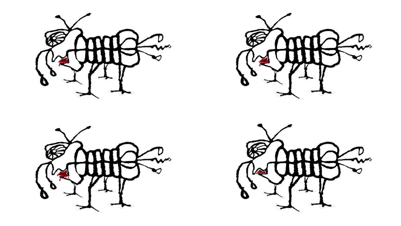 怪异的昆虫绘画咀嚼动画