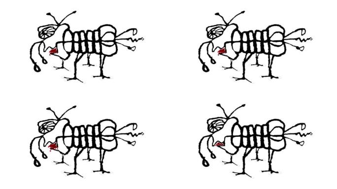 怪异的昆虫绘画咀嚼动画