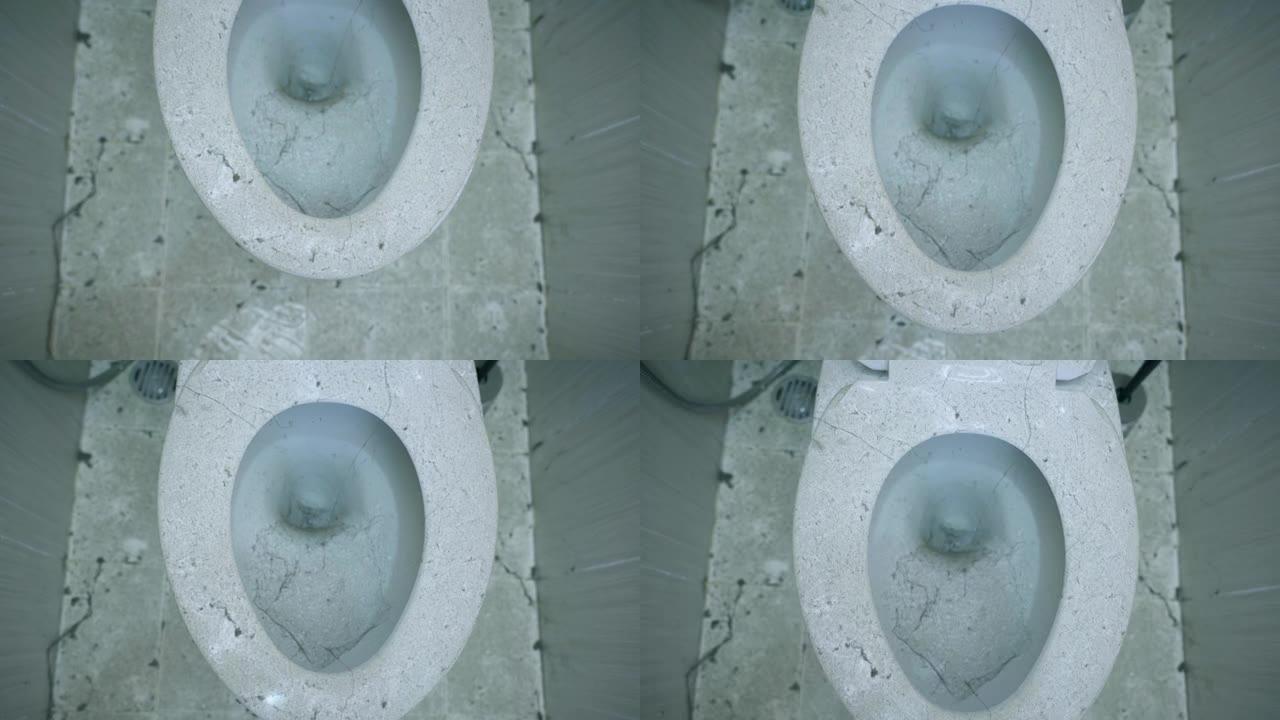 浴室里脏抽水马桶的录像