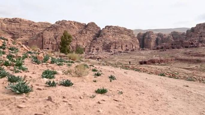 佩特拉古城的壮丽景色。佩特拉 (Petra) 是约旦南部的一座历史悠久的考古城市。