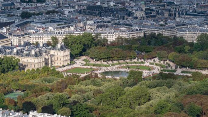 法国巴黎，延时-白天的卢森堡花园