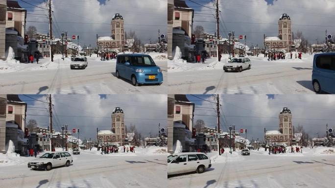 日本花灯在小樽雪光径节，位于日本北海道小樽。