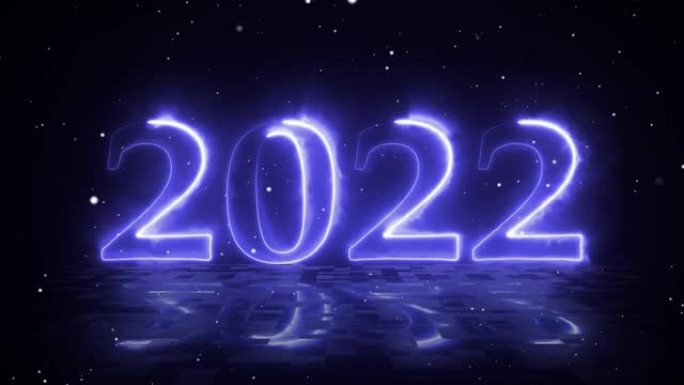 欢迎2022 4k新年霓虹灯背景。