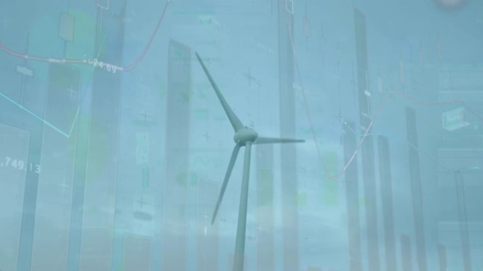 乡村景观中风力涡轮机的统计和数据处理动画