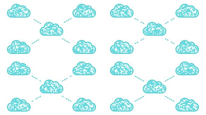 交流云计算概念插图动画 (无缝循环，白底浅蓝色)