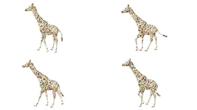 长颈鹿走，循环，动画