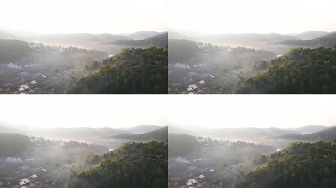 班爱泰村美丽风景的镜头。