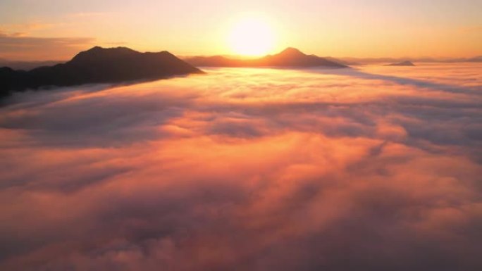 4k航拍视频早晨浓云雾之上美丽日出