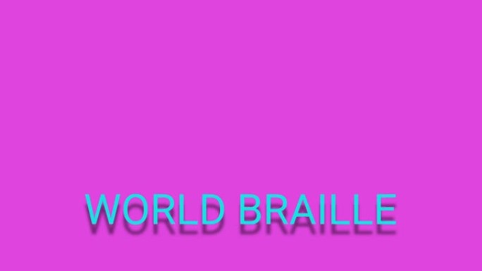 世界盲文日背景与盲人语言。孤立在粉红色背景与阴影