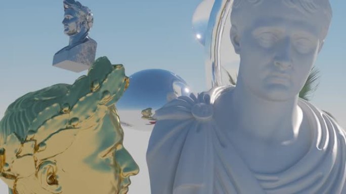 霓虹波普艺术风格渲染3d雕像无缝循环拿破仑·波拿巴