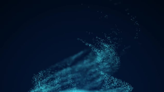 抽象涡旋粒子背景。爆炸中动态的蓝波。虫洞闪烁的星尘。3d渲染。