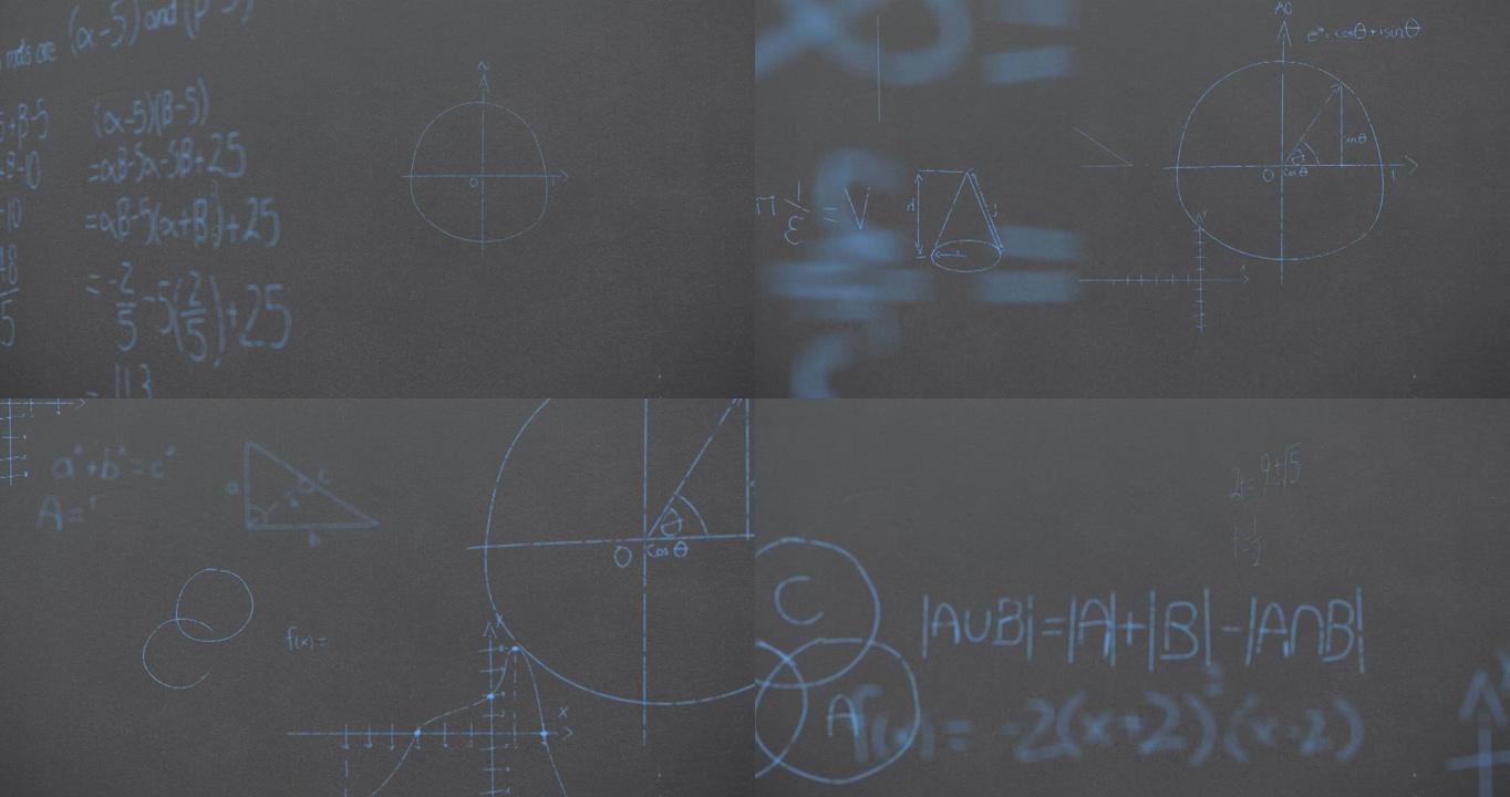 灰色背景上的数学方程动画