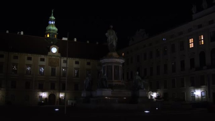 维也纳霍夫堡总统办公室的夜景