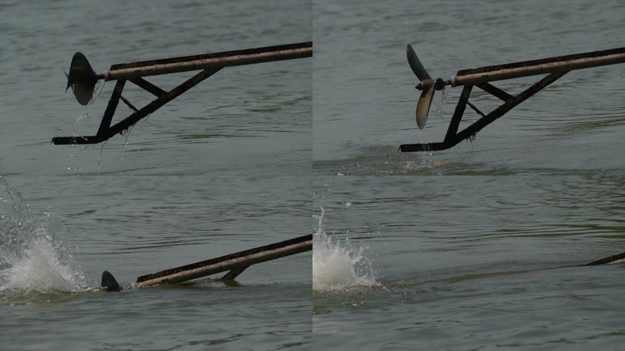 船螺旋桨在水中的慢动作射击