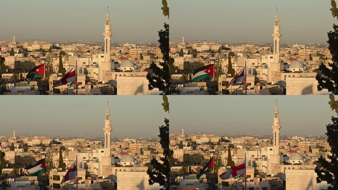 美丽的日落时，他的天际线令人惊叹。马达巴 (Madaba) 是约旦的一座古镇，位于首都安曼西南。