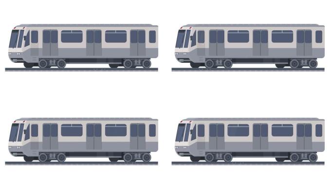 地铁列车。火车乘火车的动画。卡通