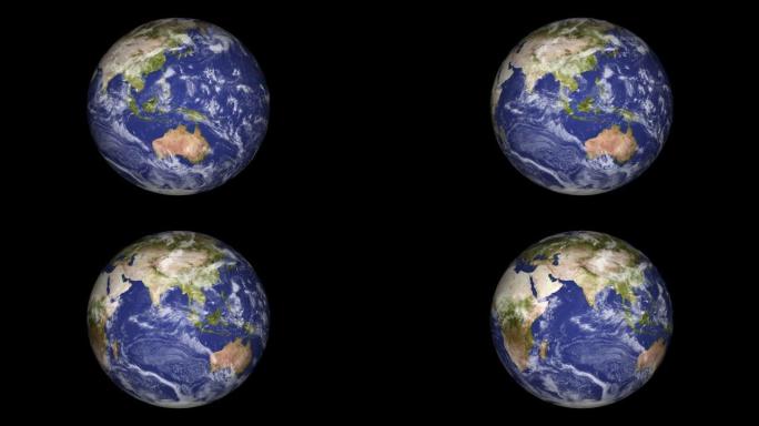 从太空中看到的地球自转和云运动，从NASA获取的纹理。