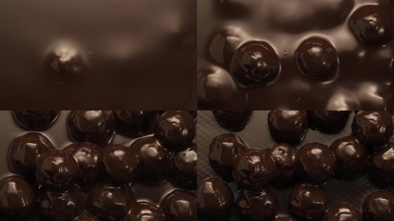 巧克力松露涂层庆祝活动、特写、4k分辨率
