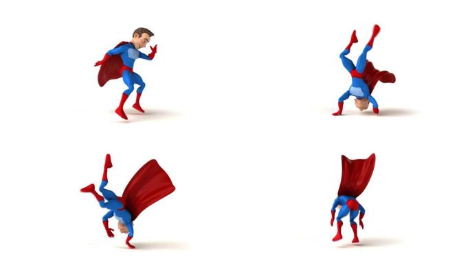 有趣的3D卡通超级英雄做霹雳舞