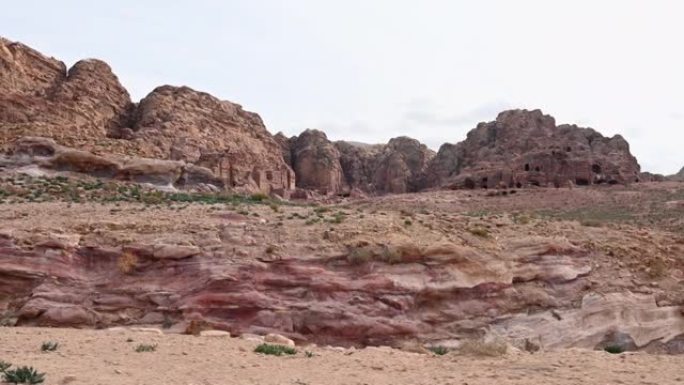 佩特拉古城的壮丽景色。佩特拉 (Petra) 是约旦南部的一座历史悠久的考古城市。