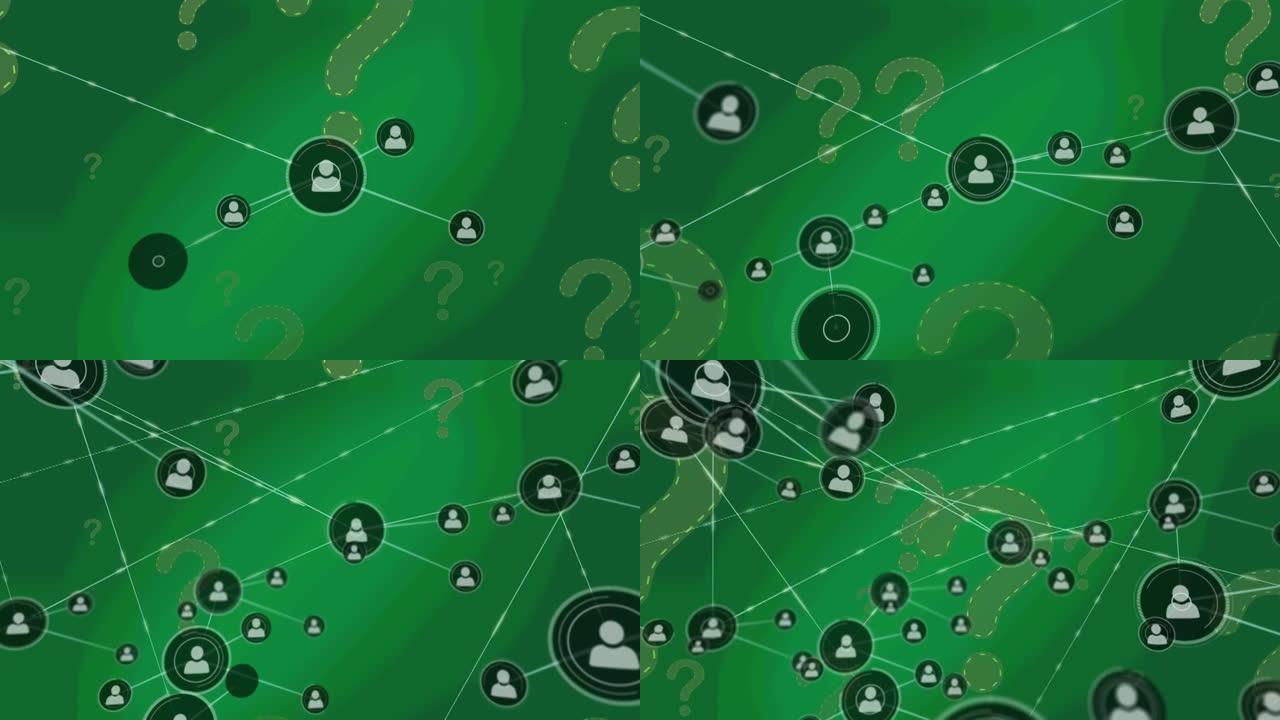绿色背景上的连接网络动画
