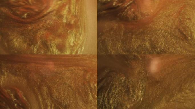 金色液体背景。浅黄色渐变。抽象金色液体波