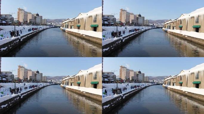 日本花灯在小樽雪光径节，位于日本北海道小樽。