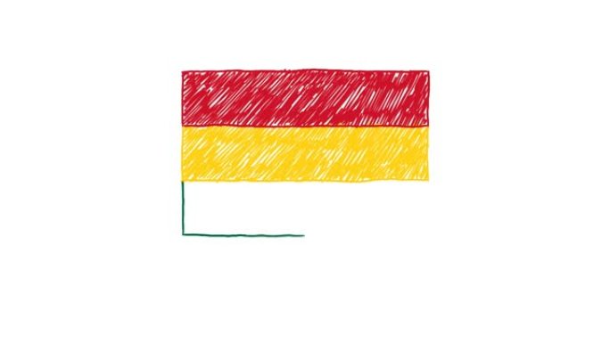 加纳国旗记号笔或铅笔彩色素描动画