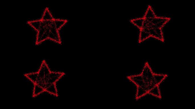 抽象技术红色3 d星来自动画点，粒子圈。混合模式