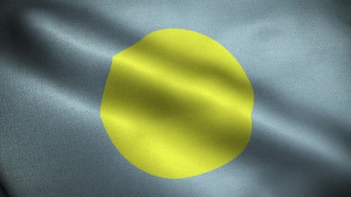 帕劳动画库存视频国旗-帕劳国旗在循环和纹理3d渲染背景-高度详细的织物图案和可循环-帕劳共和国
