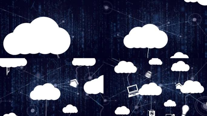 连接和数据处理网络上的云图标动画