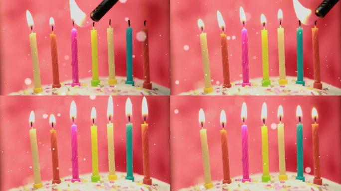 点在打火机和生日蜡烛上飞舞的动画