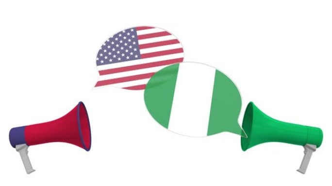 语言泡泡上的尼日利亚和美国国旗