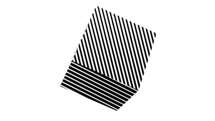 黑白线性半色调立方体动画