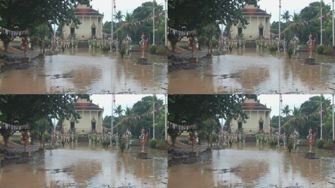 季风暴雨期间，宝塔和周边地区被洪水淹没