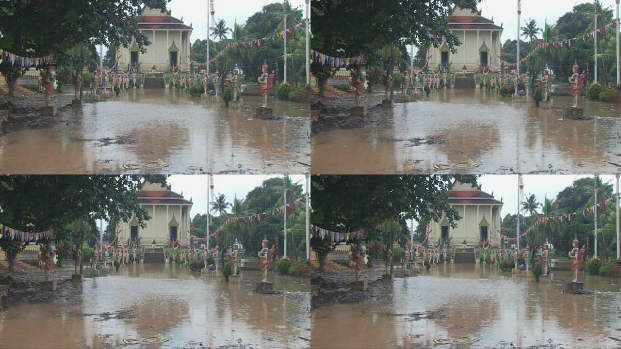 季风暴雨期间，宝塔和周边地区被洪水淹没