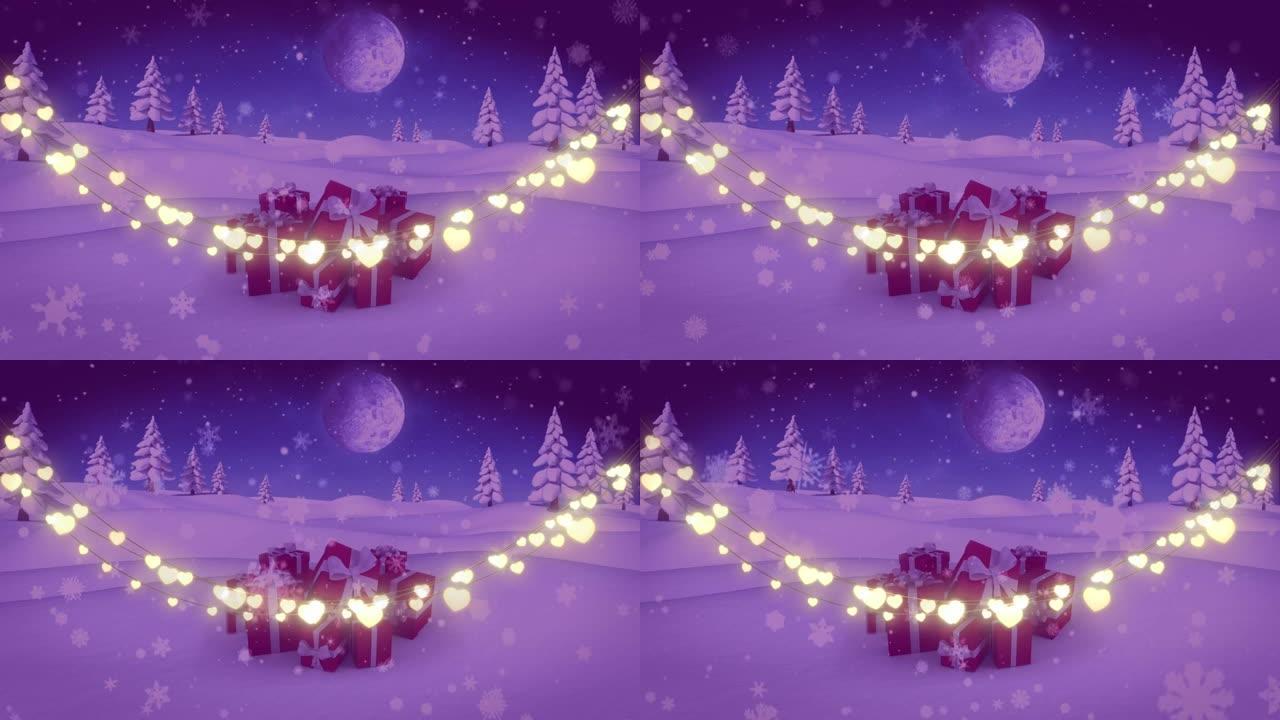 发光圣诞仙女灯饰和圣诞礼物串动画