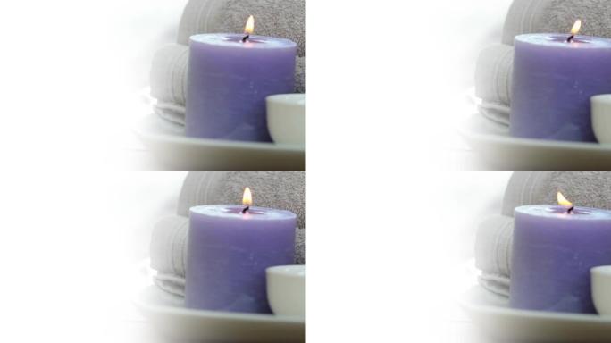 毛巾和蜡烛上的白色背景动画