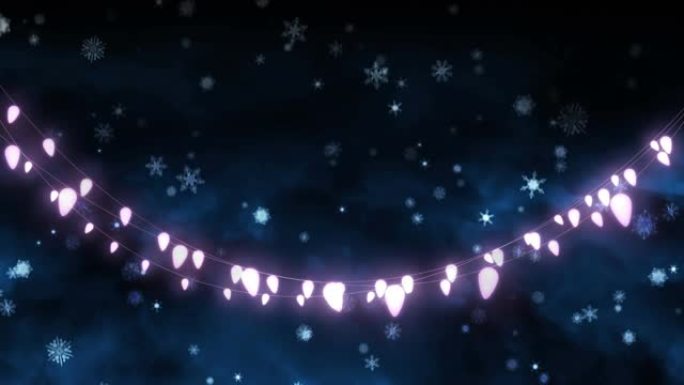 圣诞仙女灯、雪花和星星的动画