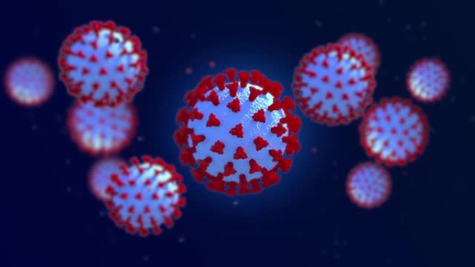 冠状病毒新型冠状病毒肺炎的3D显微镜视图。大流行性流感病毒感染人类细胞的危险
