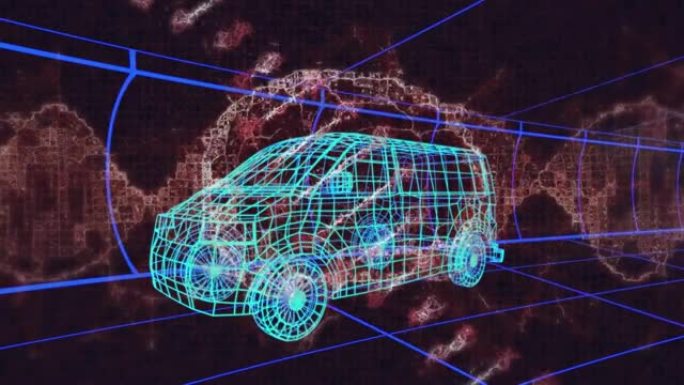 人脑动画和dna链在van和grid的3d绘图模型上旋转
