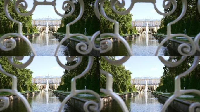 俄罗斯圣彼得堡历史彼得霍夫的大喀斯喀特喷泉。