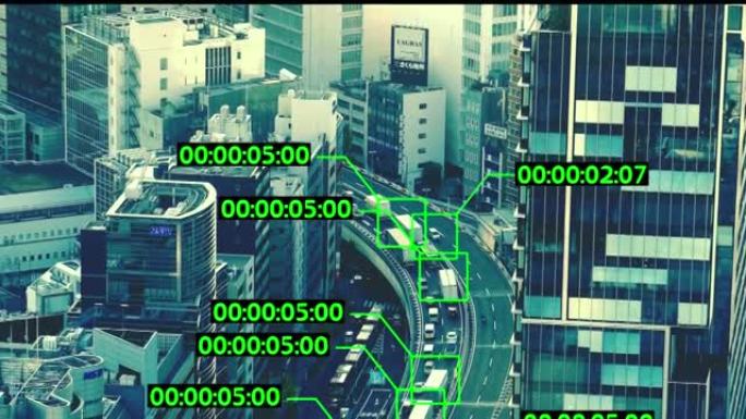 汽车监控系统概念。城市大数据与安全。道路交通监控系统