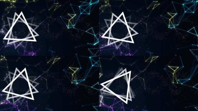 黑色背景上的连接，形状和dna链网络的动画